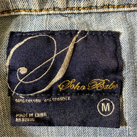 Soho Babe Cropped Jeweled Studded Jean Jacket Medium - Picture 9 of 11